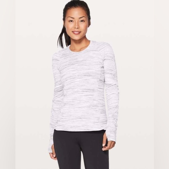 Lululemon Runderful Long Sleeve - Size 10 White/Gray - Picture 2 of 13